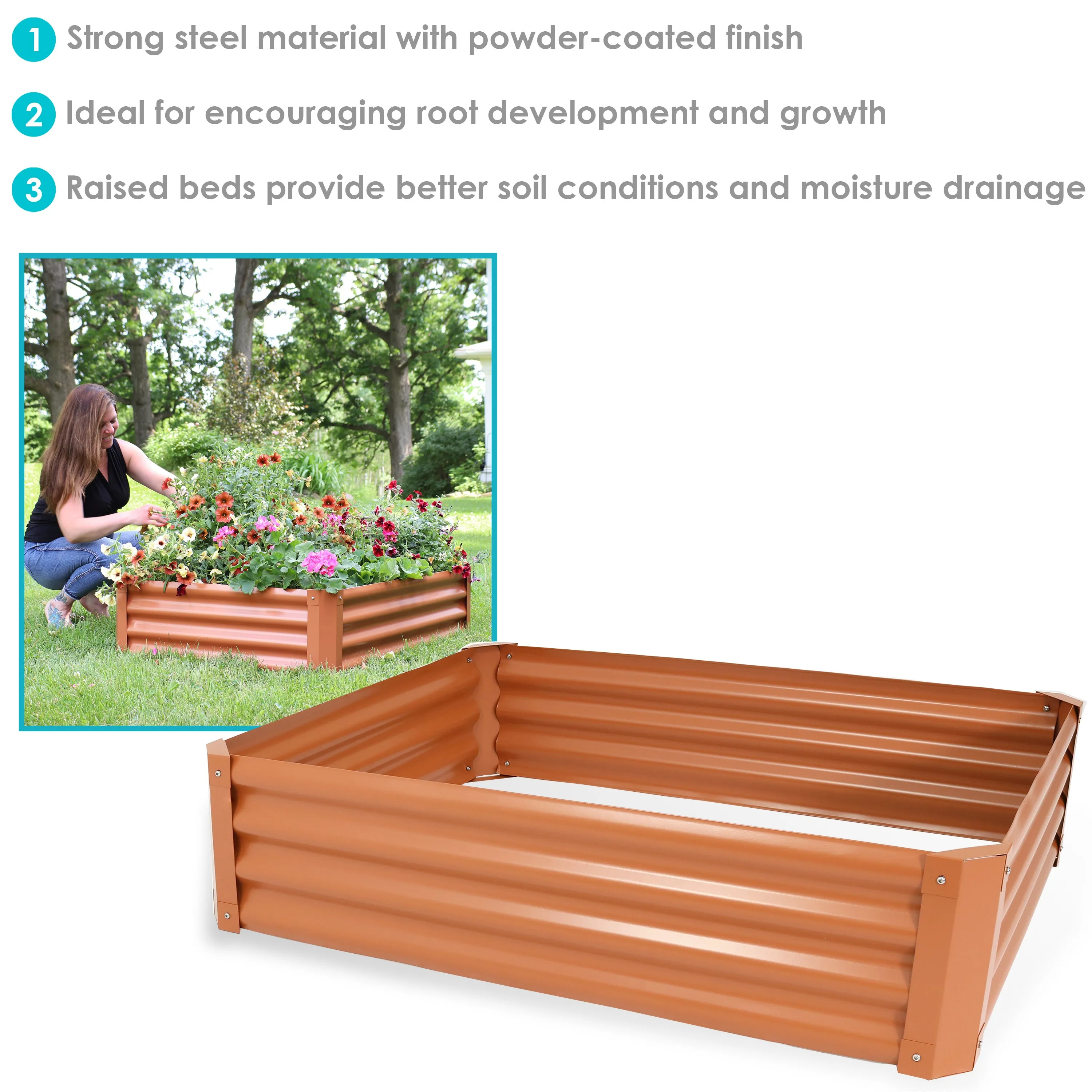 Sunnydaze 47" Steel Rectangle Raised Garden Bed