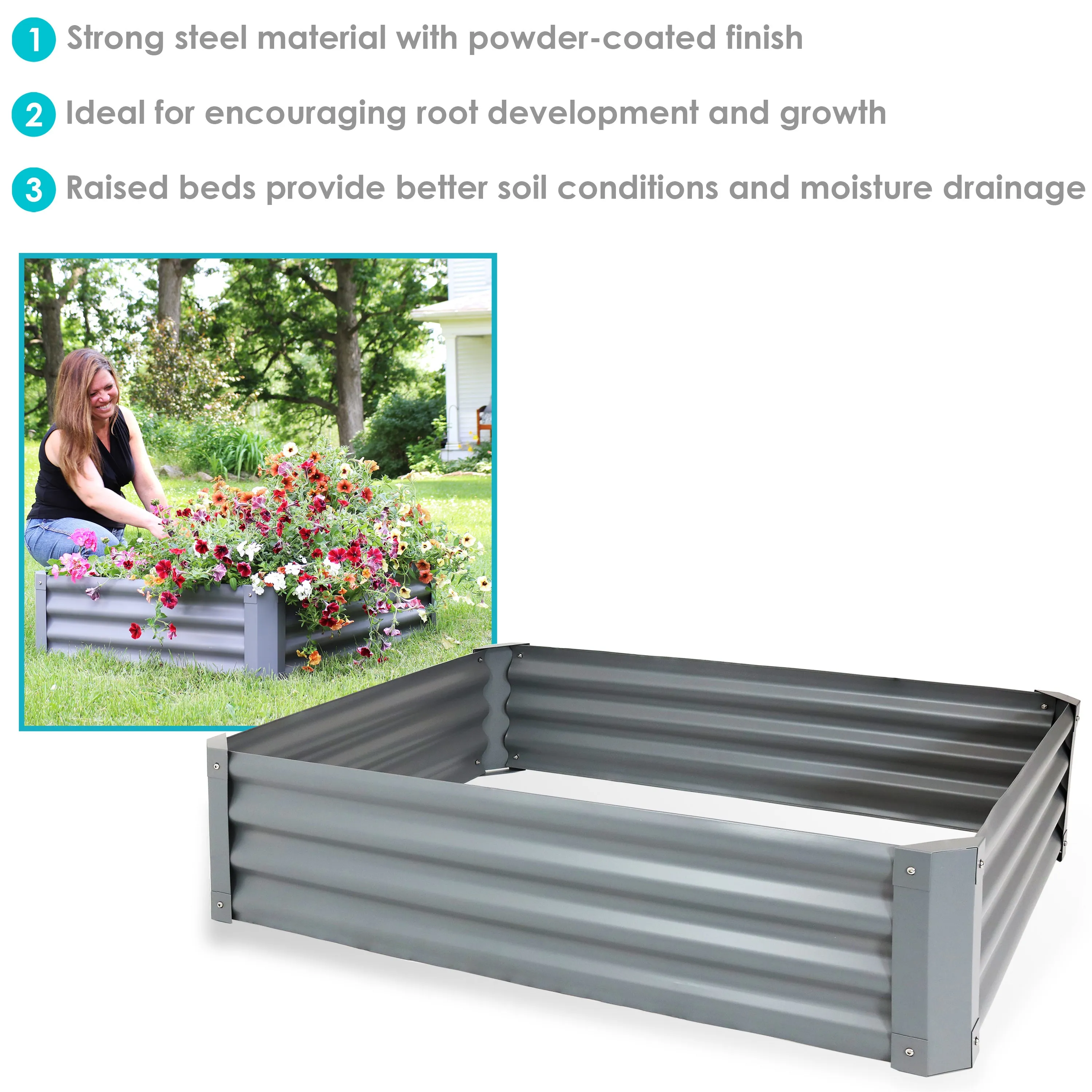 Sunnydaze 47" Steel Rectangle Raised Garden Bed