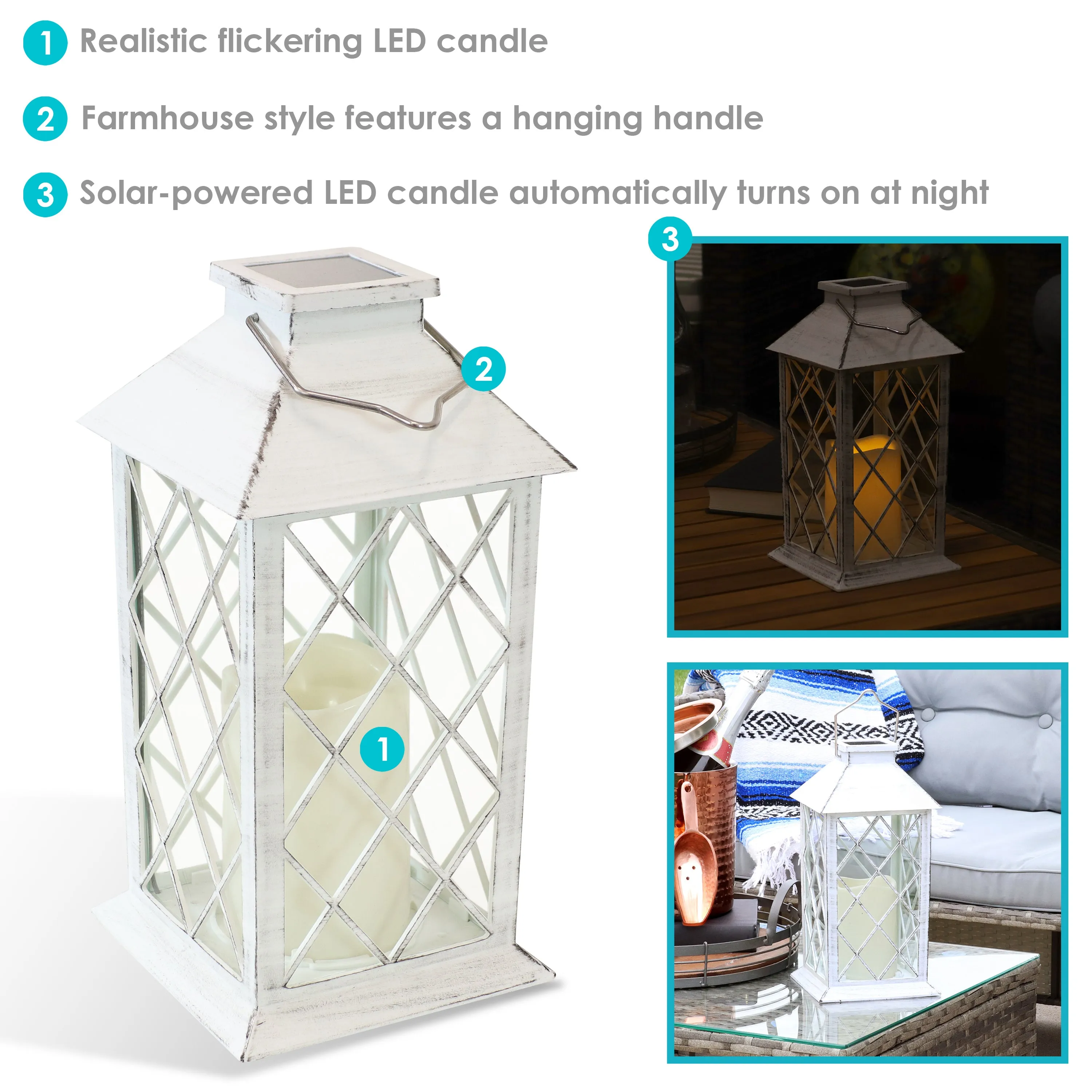 Sunnydaze Concord Outdoor Decorative Solar LED Candle Lantern