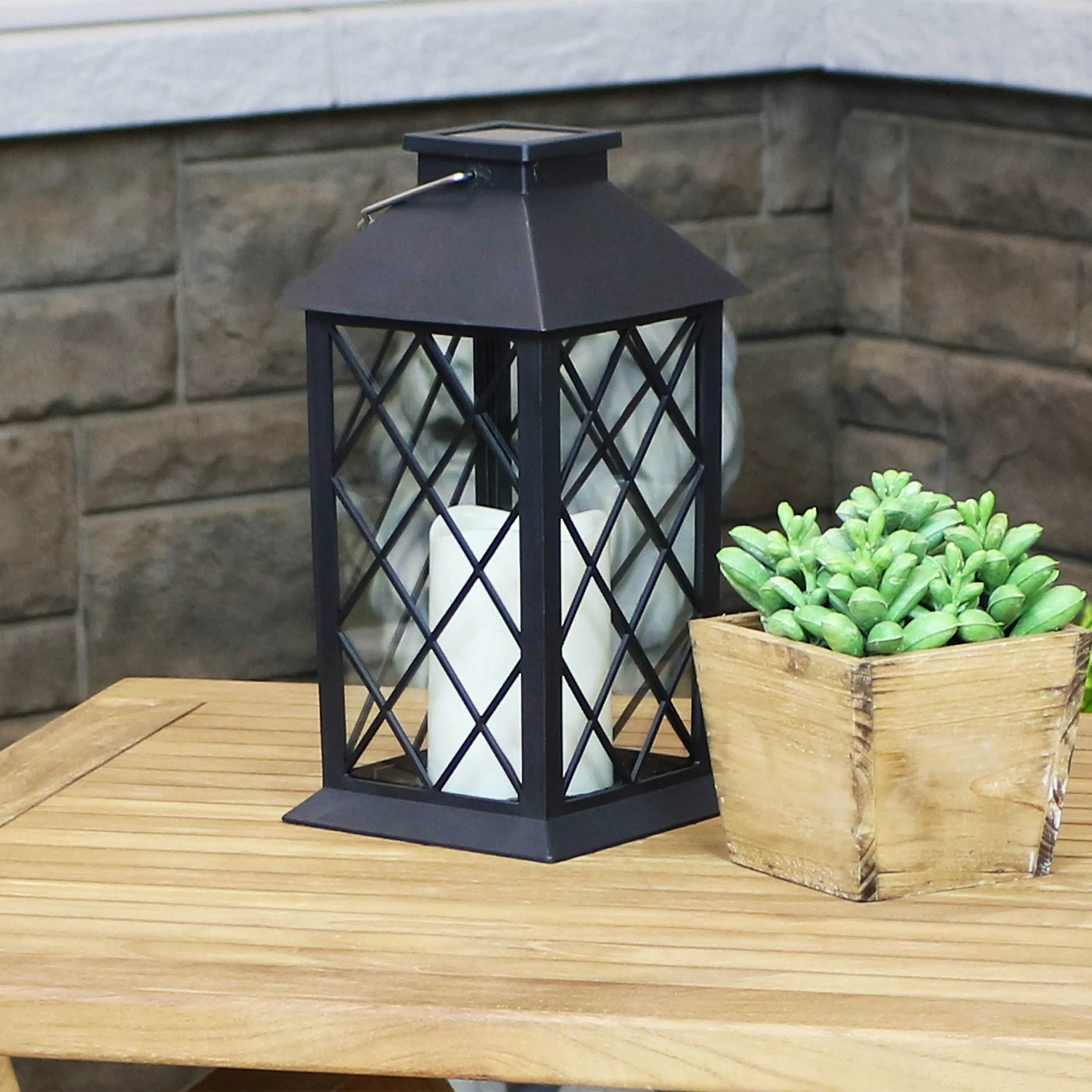 Sunnydaze Concord Outdoor Decorative Solar LED Candle Lantern