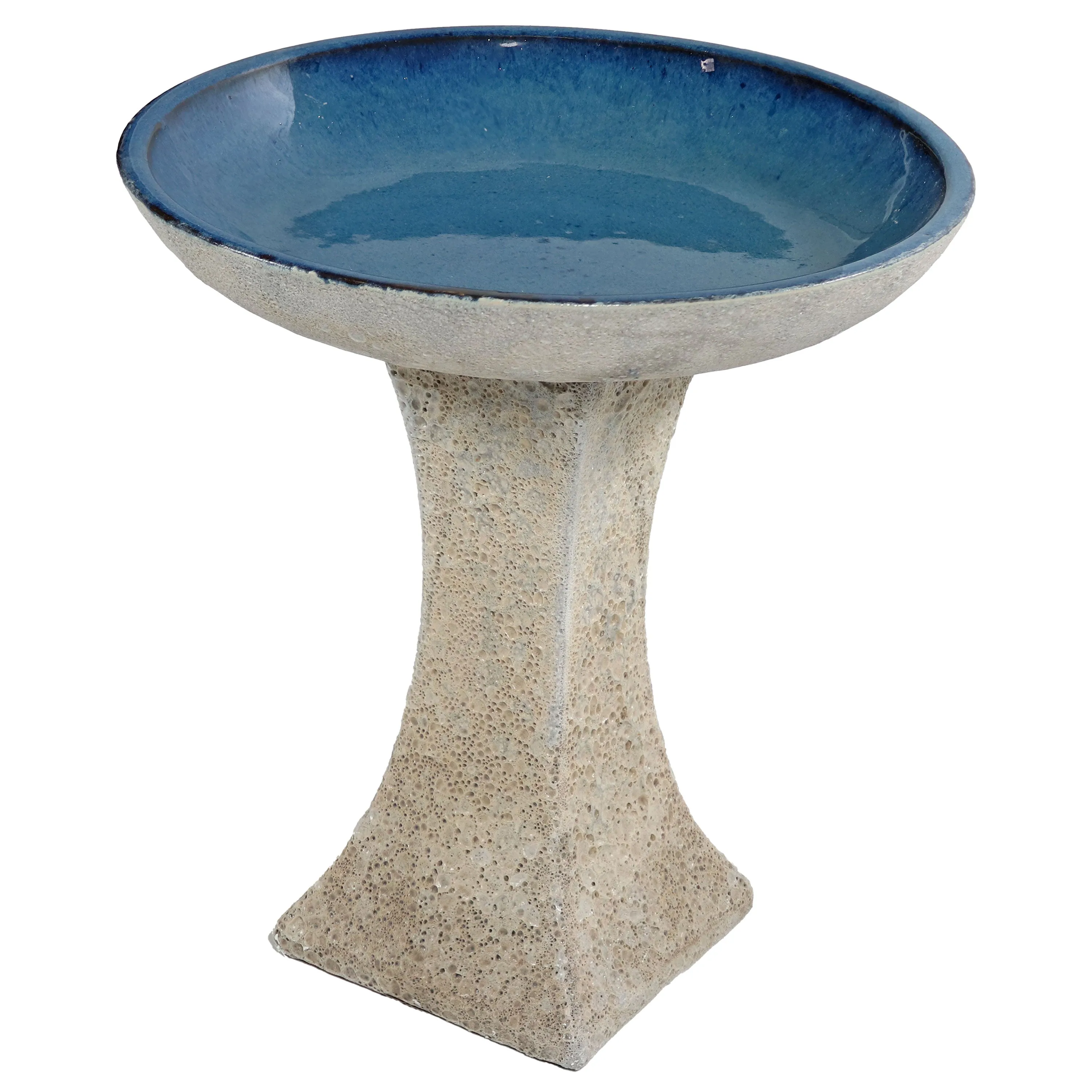 Sunnydaze Nantes Outdoor Ceramic Bird Bath - White Lava Finish - 16" H