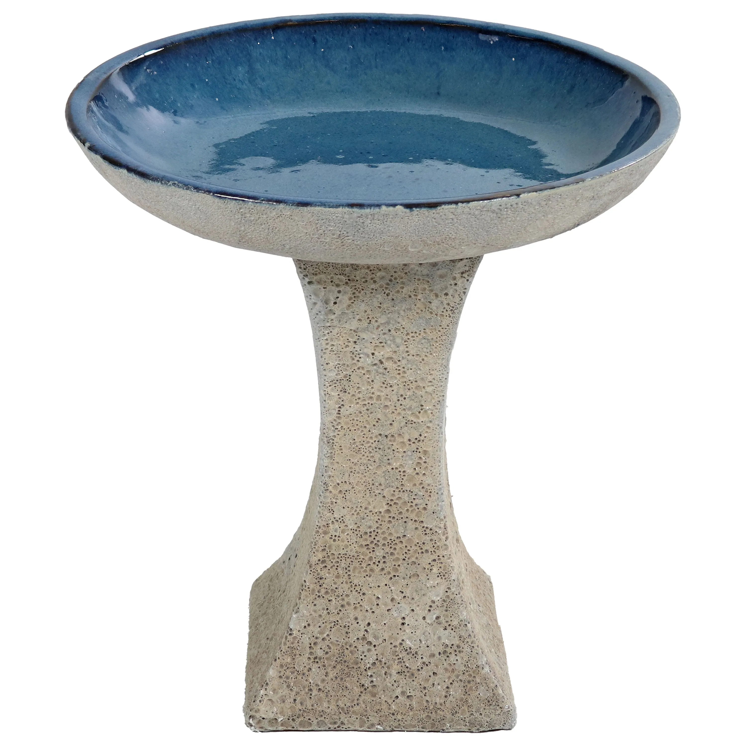 Sunnydaze Nantes Outdoor Ceramic Bird Bath - White Lava Finish - 16" H