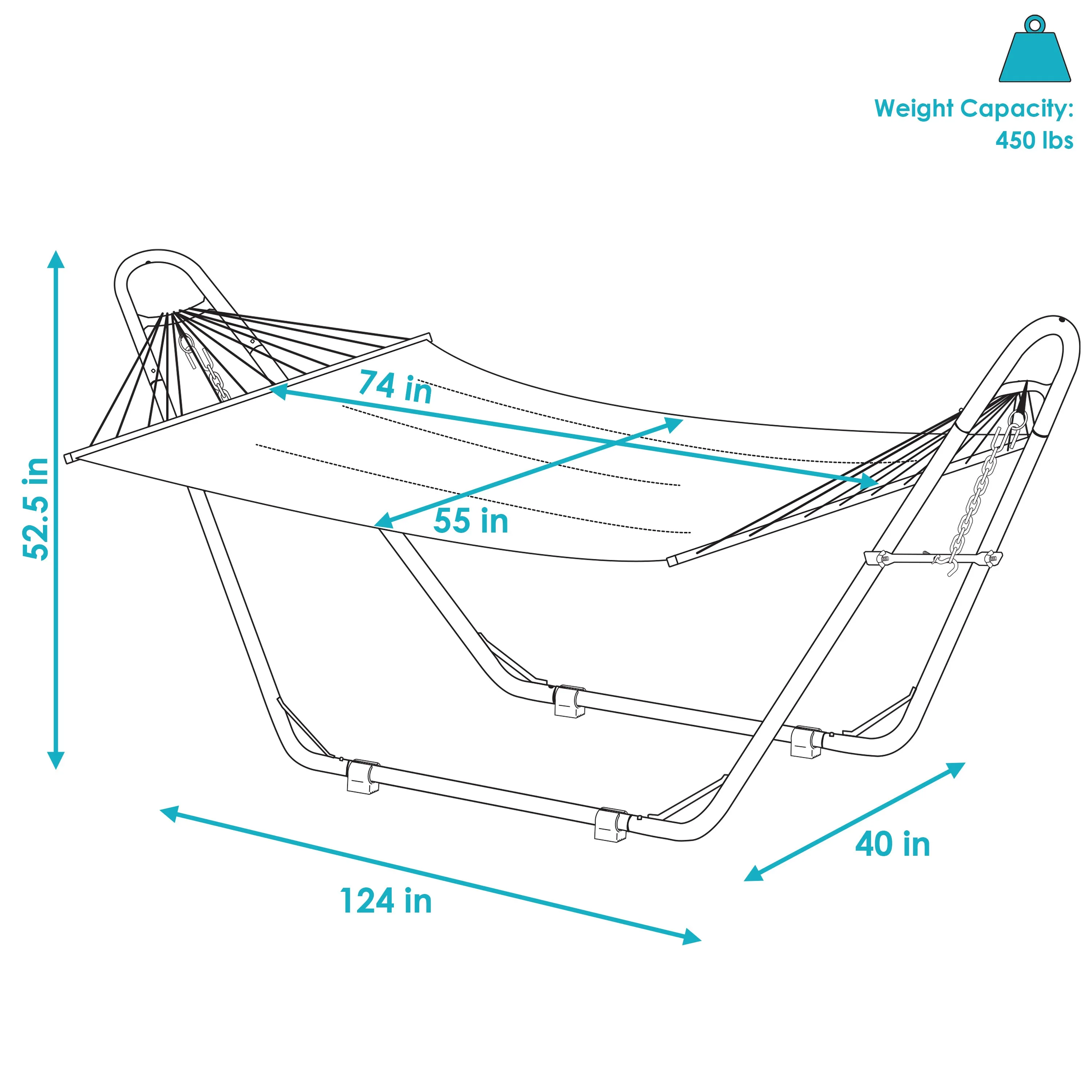 Sunnydaze Quilted 2-Person Hammock with Multi-Use Universal Stand