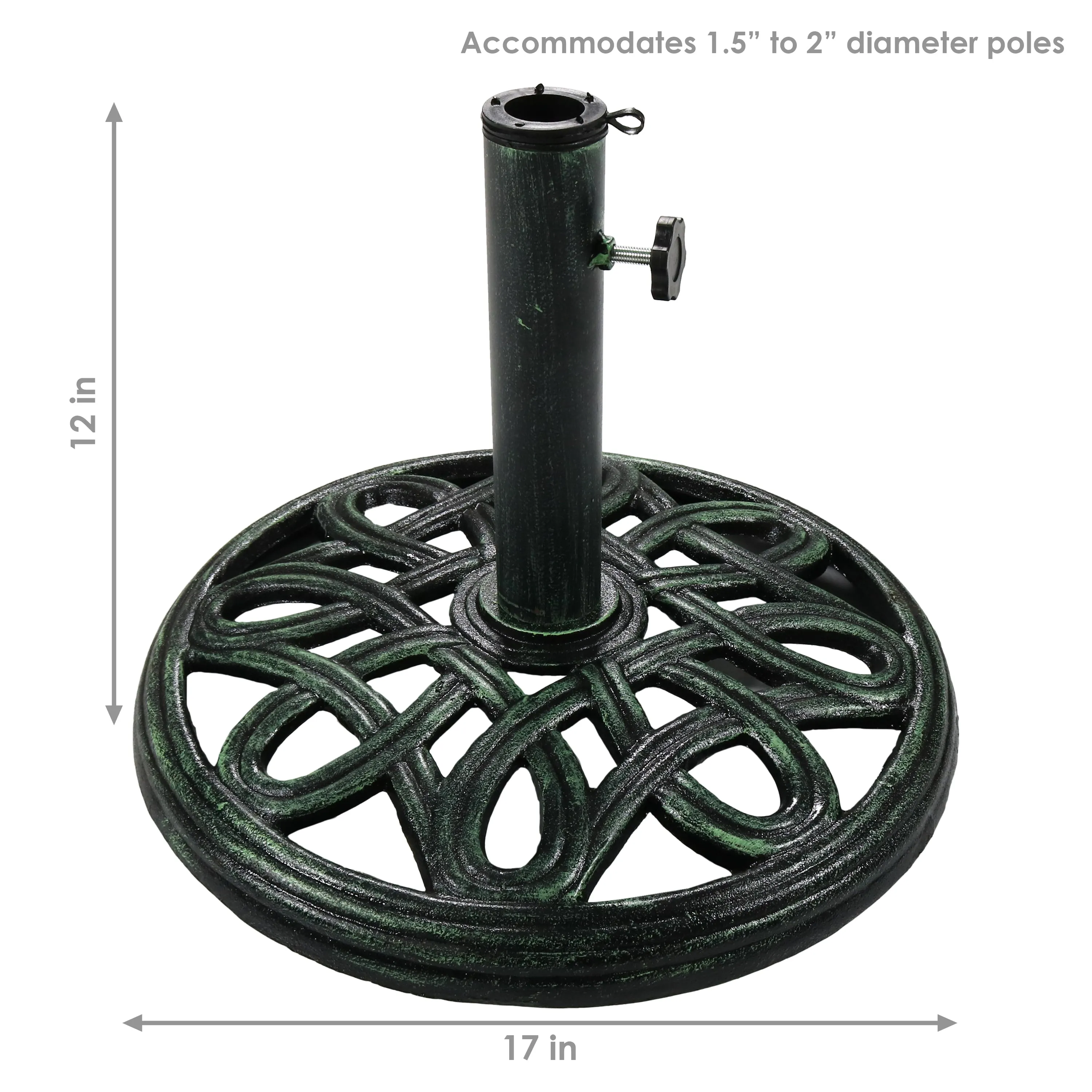 Sunnydaze Round Cast Iron Outdoor Patio Umbrella Base Stand - 17"