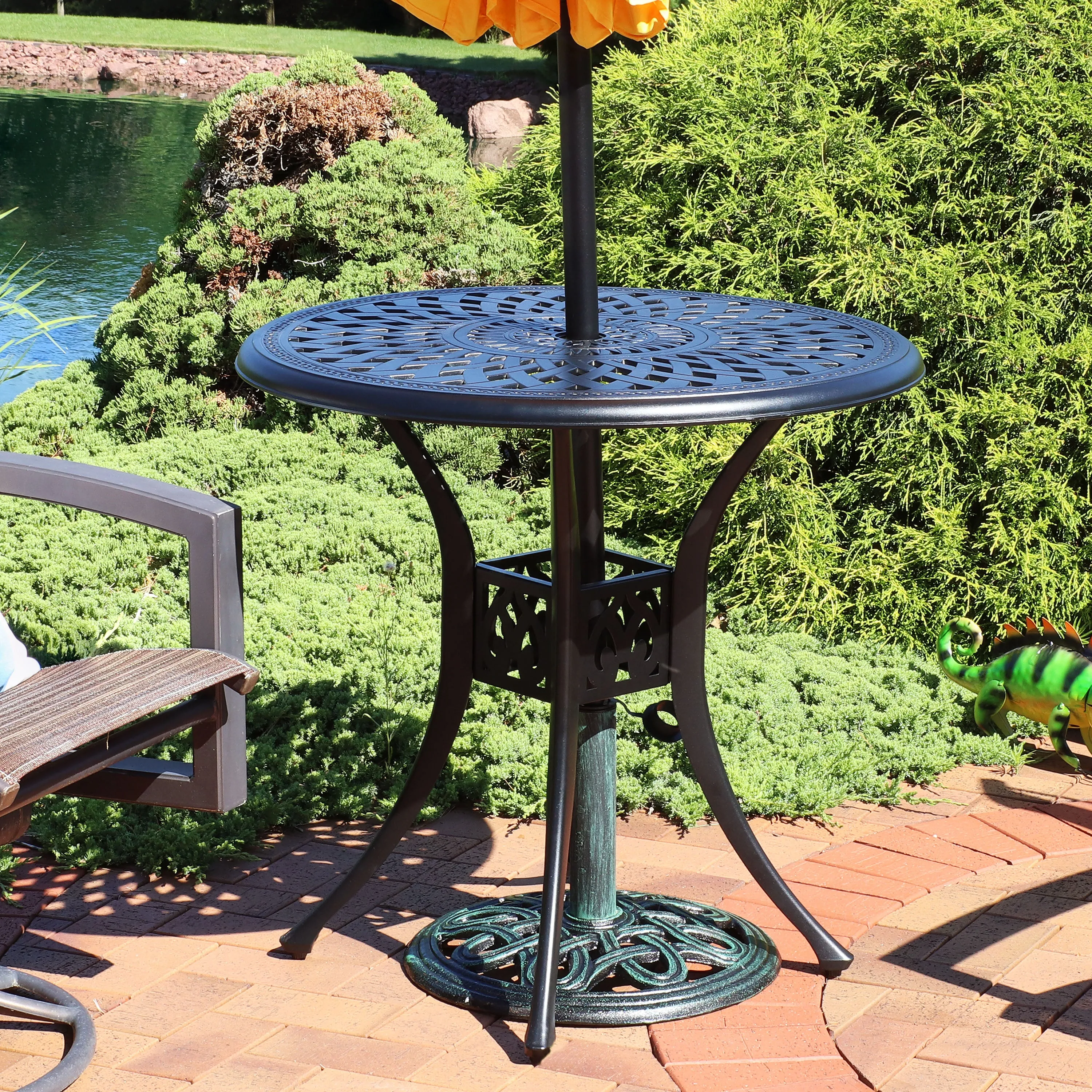 Sunnydaze Round Cast Iron Outdoor Patio Umbrella Base Stand - 17"