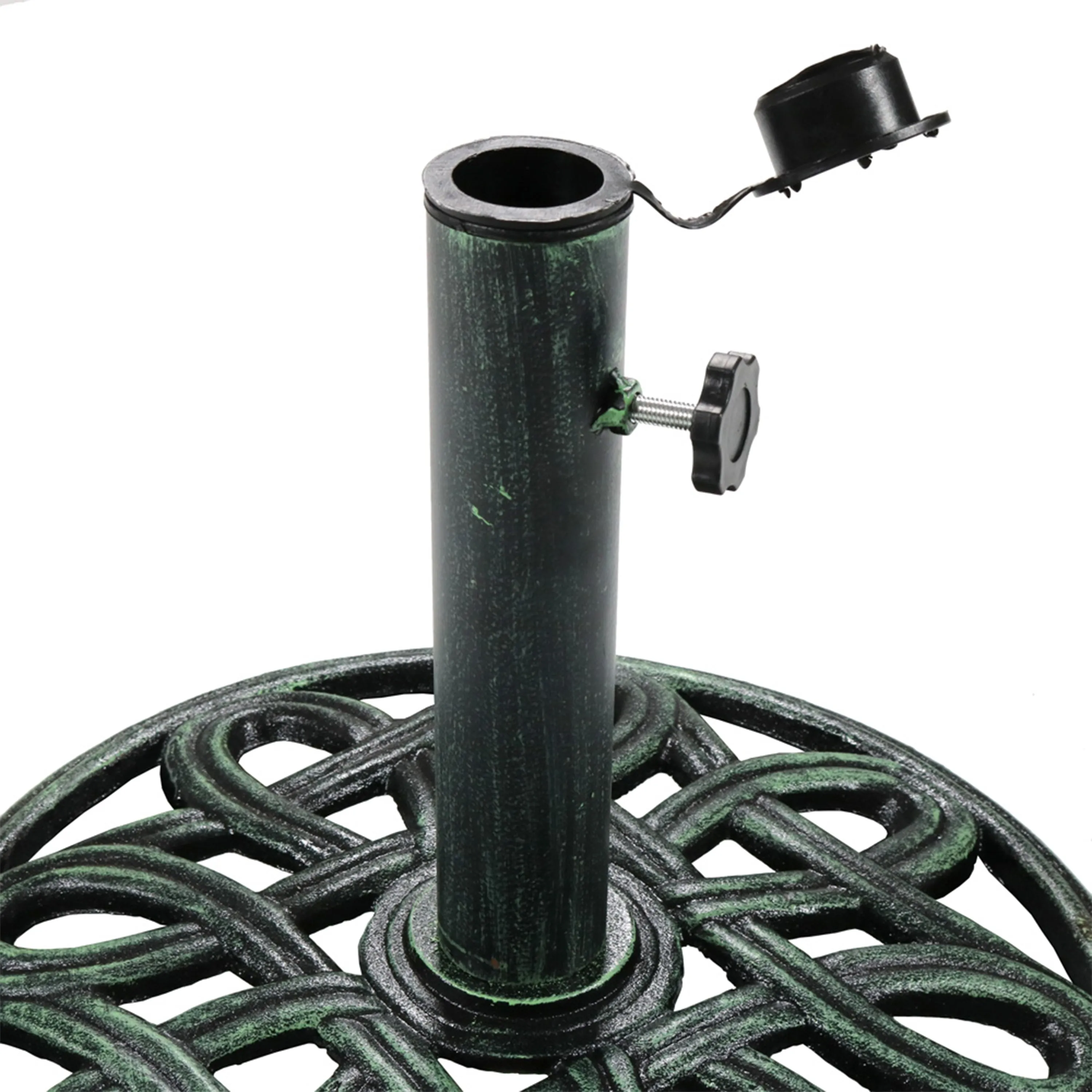 Sunnydaze Round Cast Iron Outdoor Patio Umbrella Base Stand - 17"