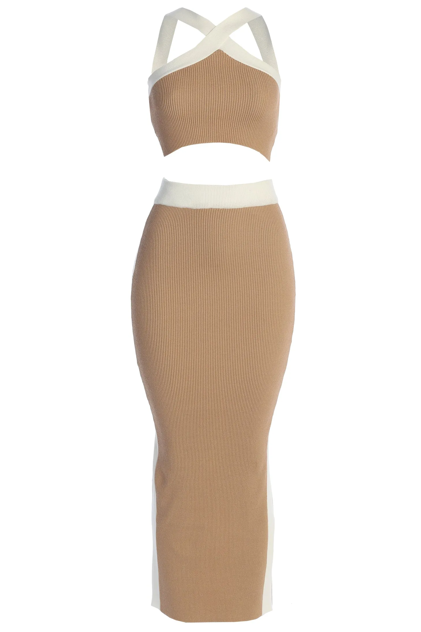 Tan Heartbreaker Two-Piece Skirt Set