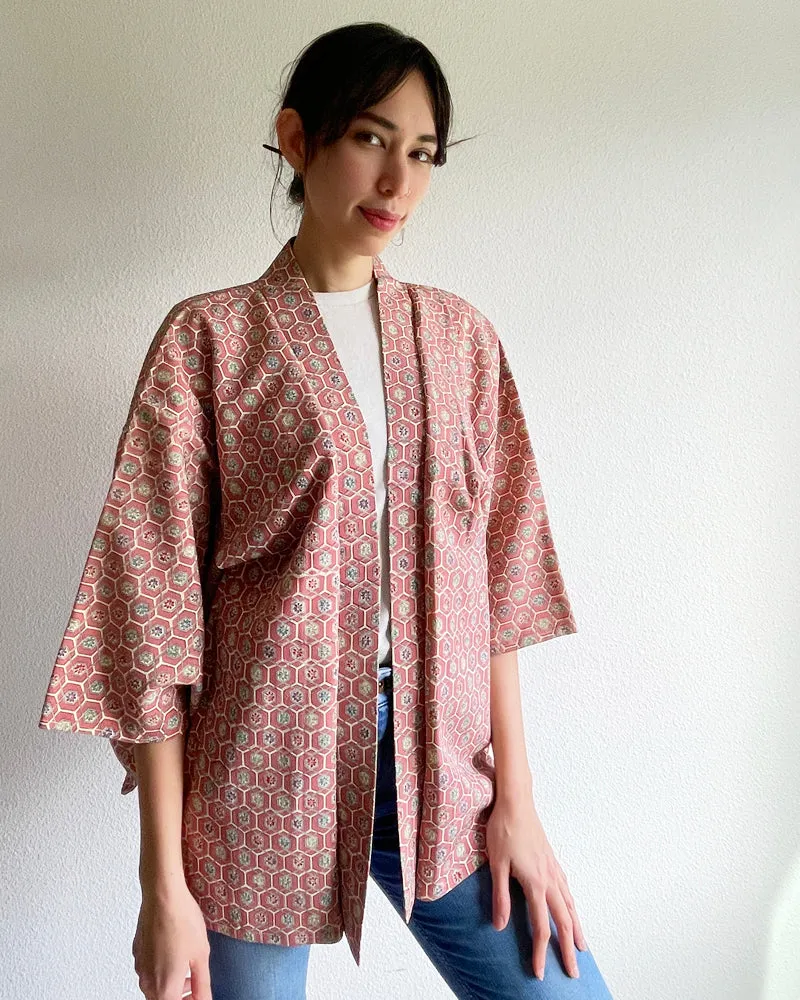 Taraditional Flower Textile Haori Kimono Jacket