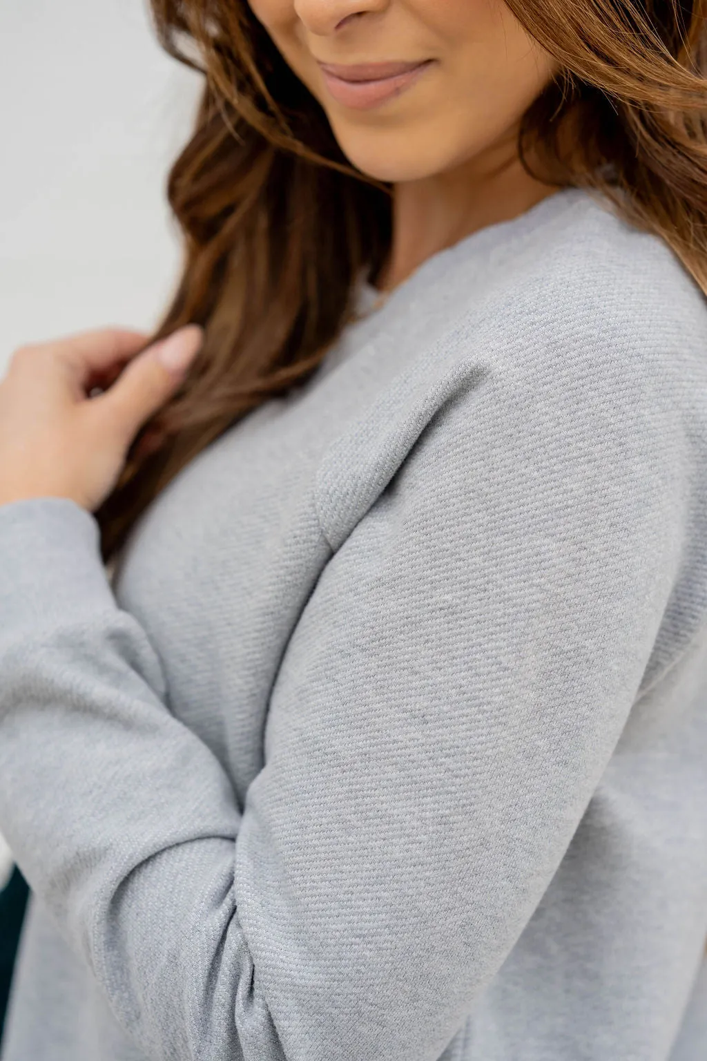 Textured Side Slit Sweatshirt