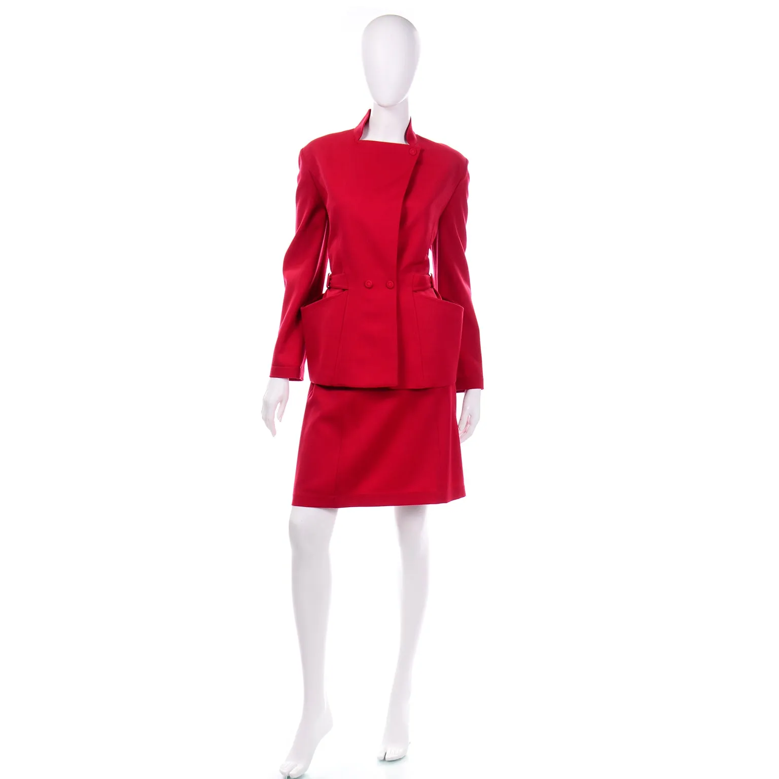 Thierry Mugler Paris Vintage Red Skirt and Jacket Suit