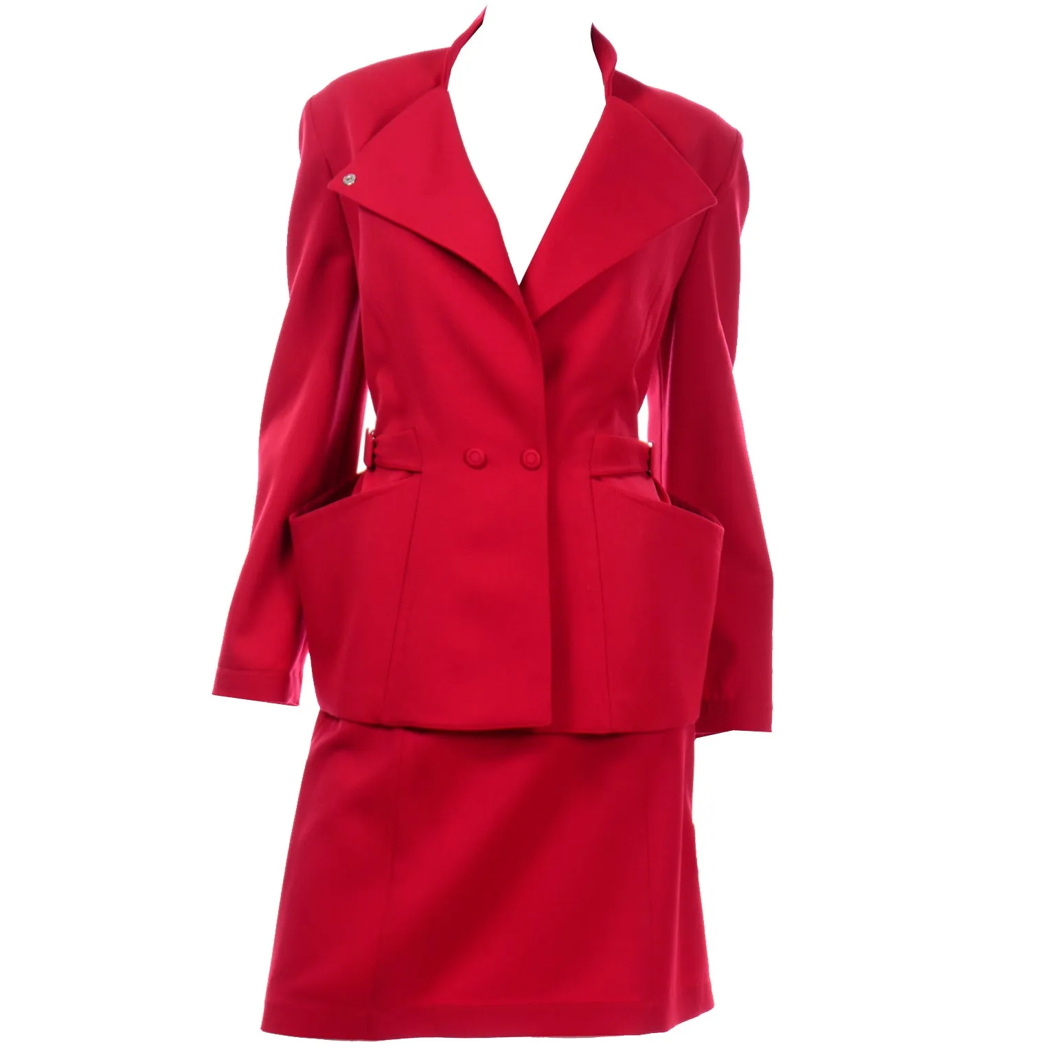 Thierry Mugler Paris Vintage Red Skirt and Jacket Suit