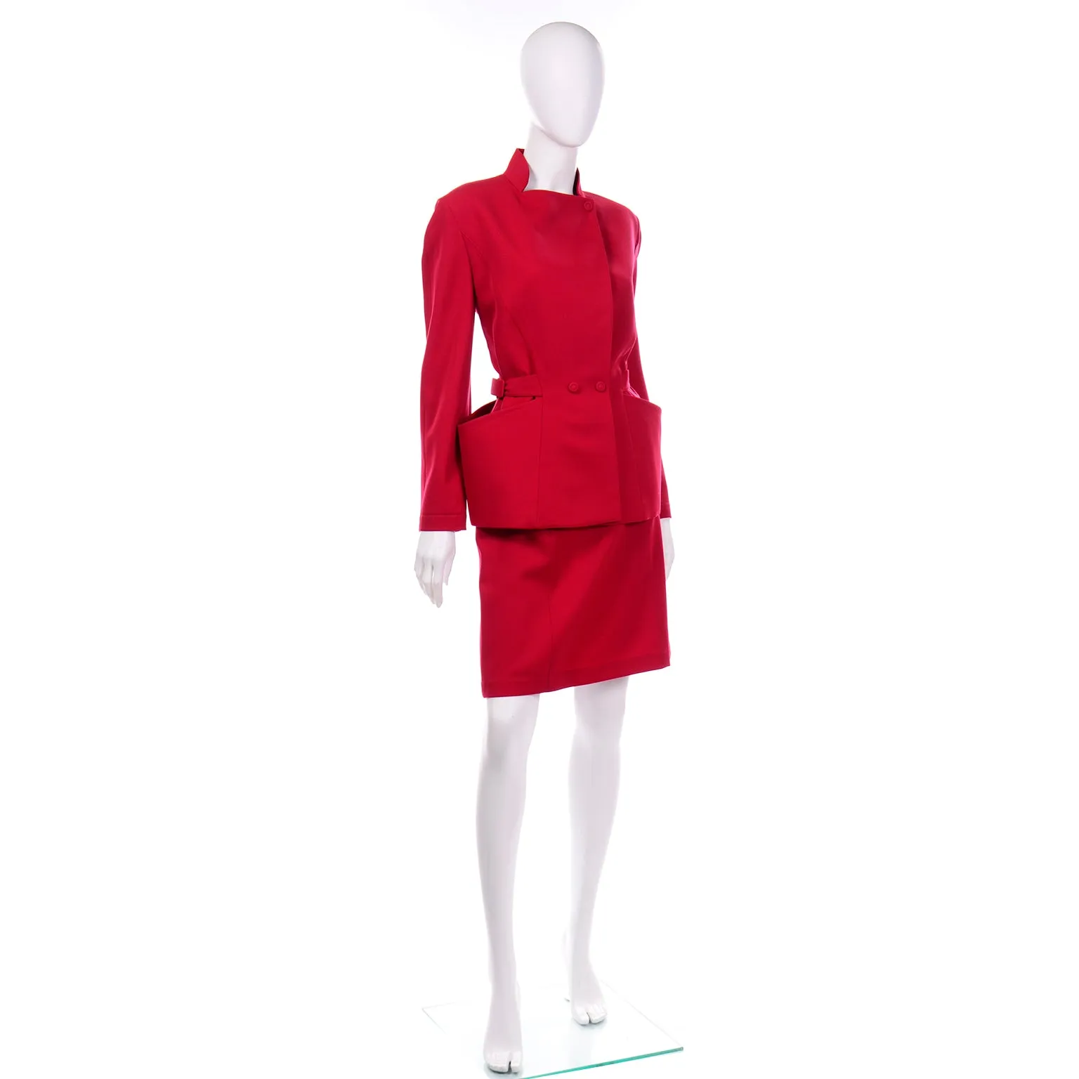 Thierry Mugler Paris Vintage Red Skirt and Jacket Suit