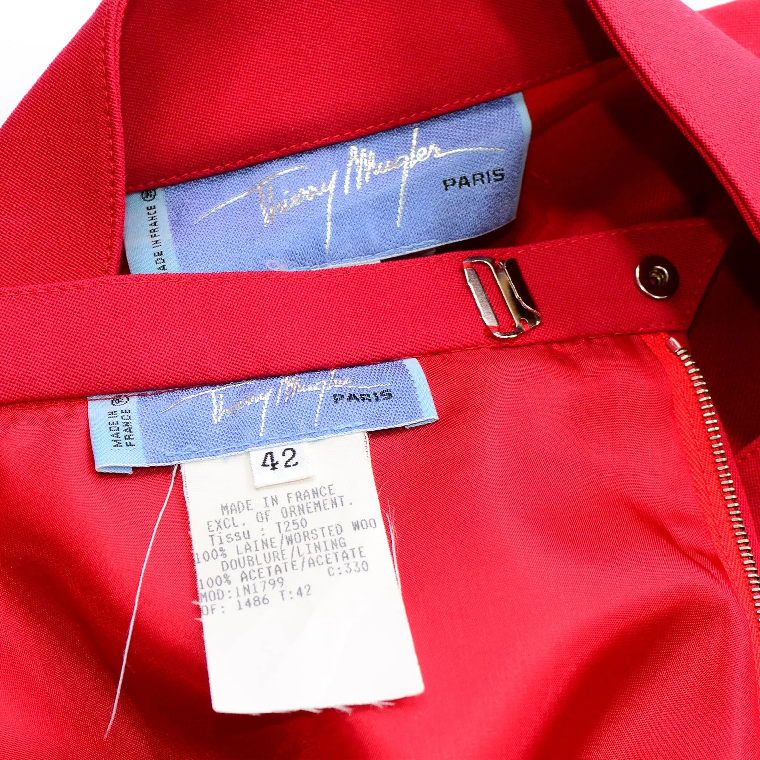 Thierry Mugler Paris Vintage Red Skirt and Jacket Suit