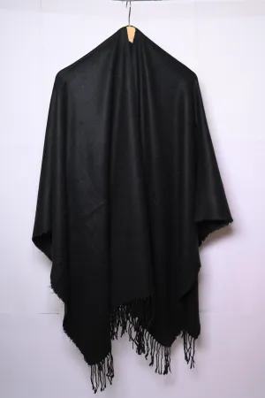 Thriftyfy Plain Black Winter Cape