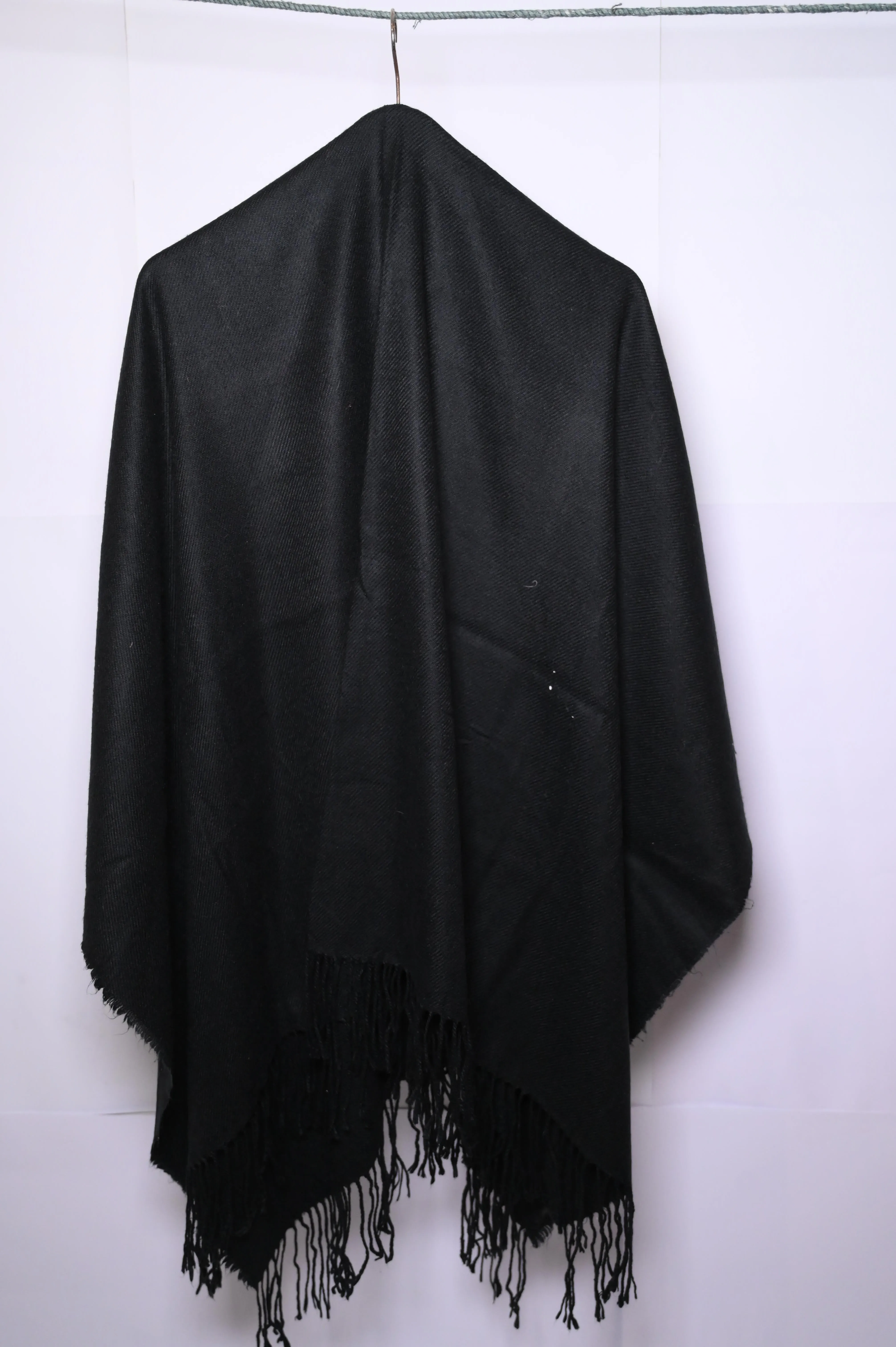 Thriftyfy Plain Black Winter Cape