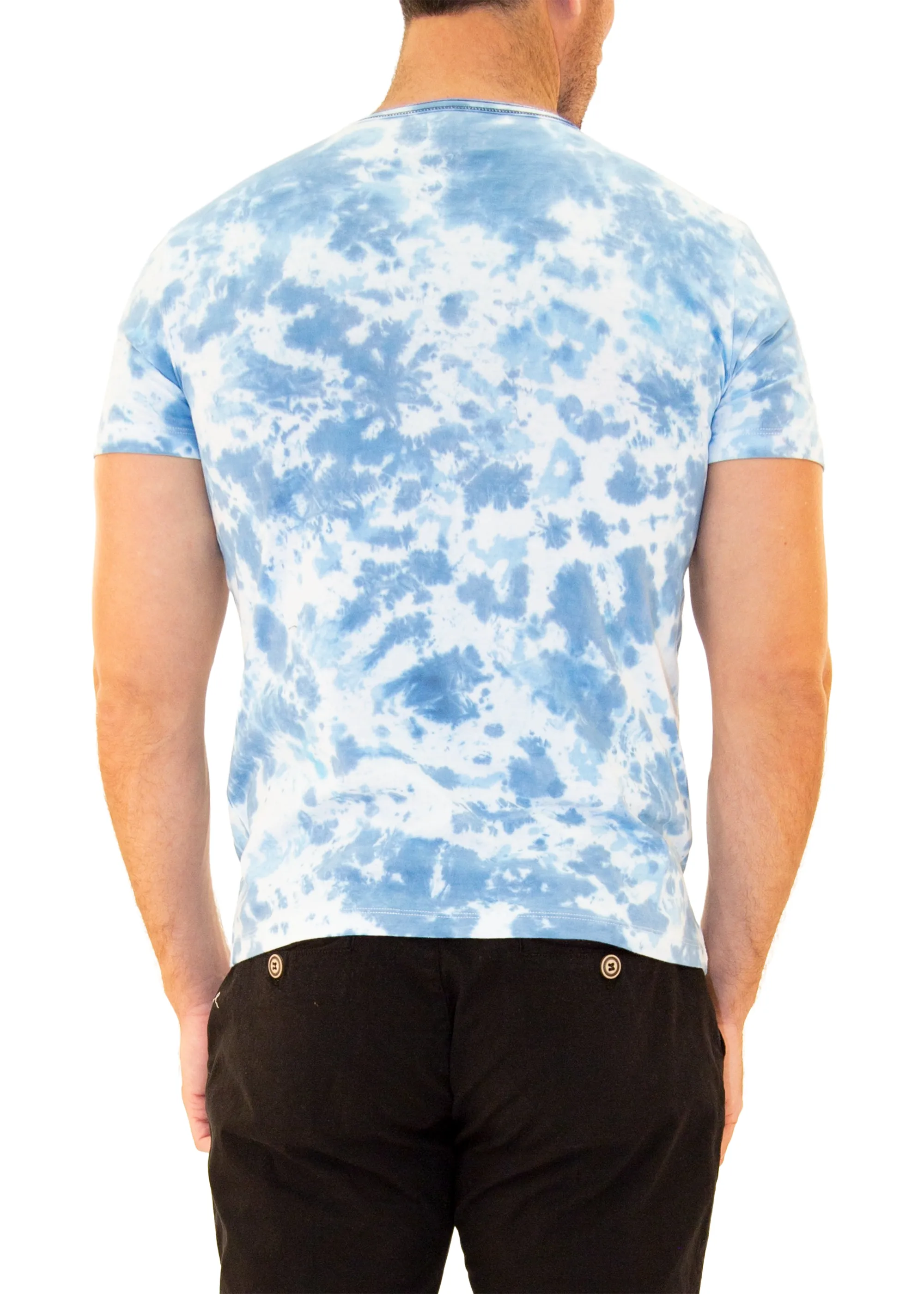 Tie Dye Cotton Henley Blue