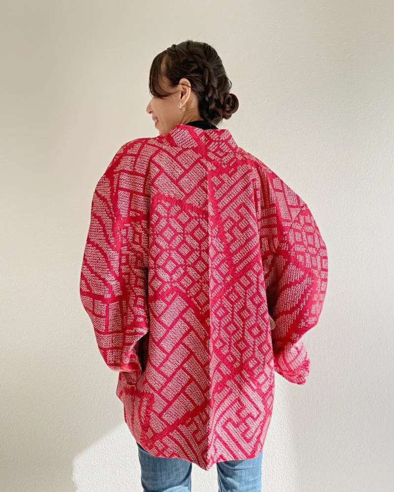 Tradition pattern blocks Shibori Haori Kimono Jacket