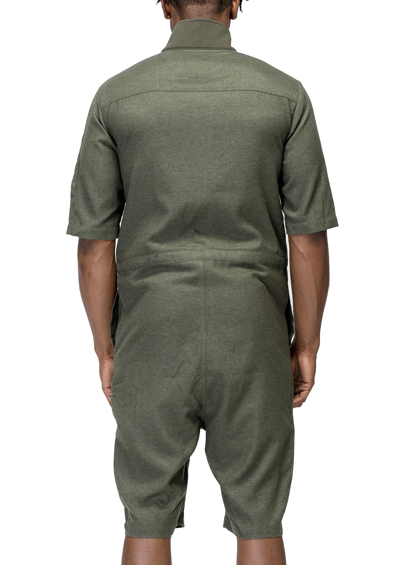 Unisex Short Sleeve Overall In Olive