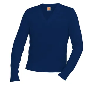 V-Neck Pullover - w/ School Logo - Navy