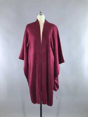 Vintage 1920s Silk Kimono Cardigan Jacket / Deep Cranberry Red