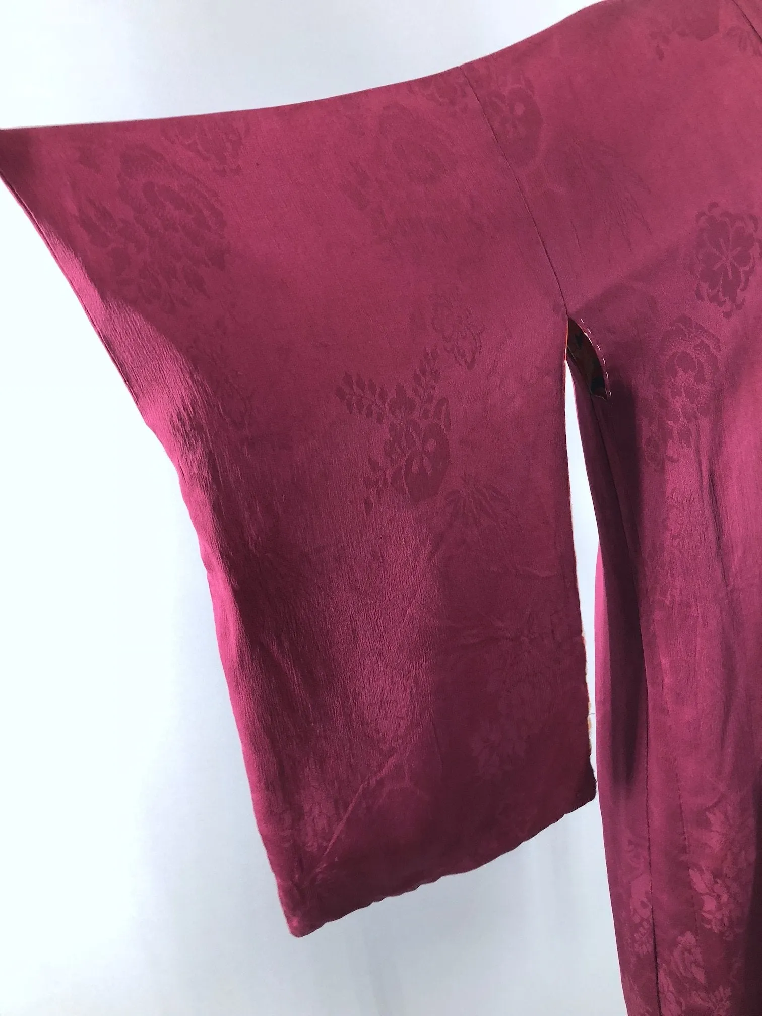 Vintage 1920s Silk Kimono Cardigan Jacket / Deep Cranberry Red