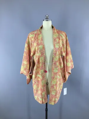 Vintage 1960s Haori Kimono Jacket / Orange Shibori