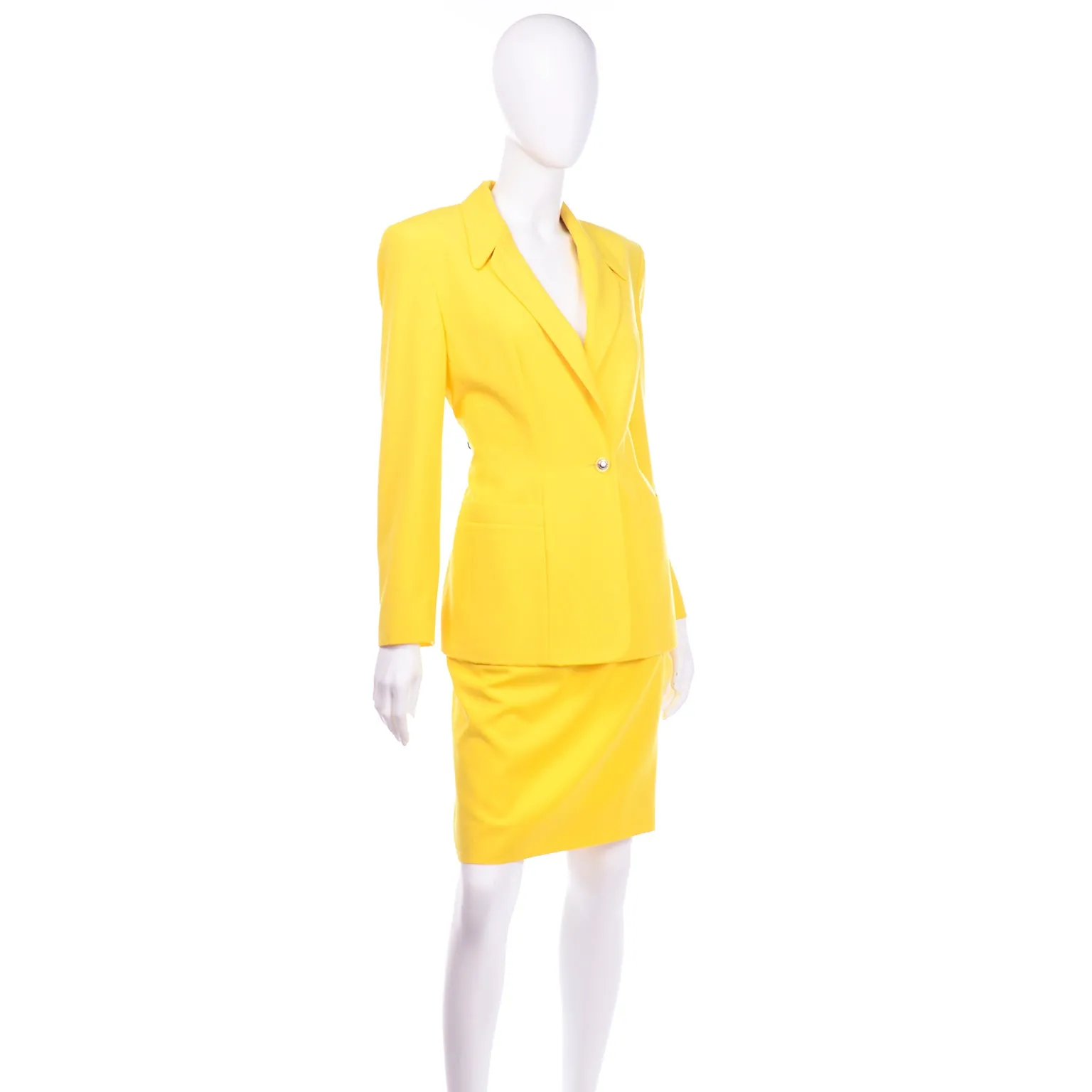 Vintage Escada Bright Yellow Skirt & Jacket Suit