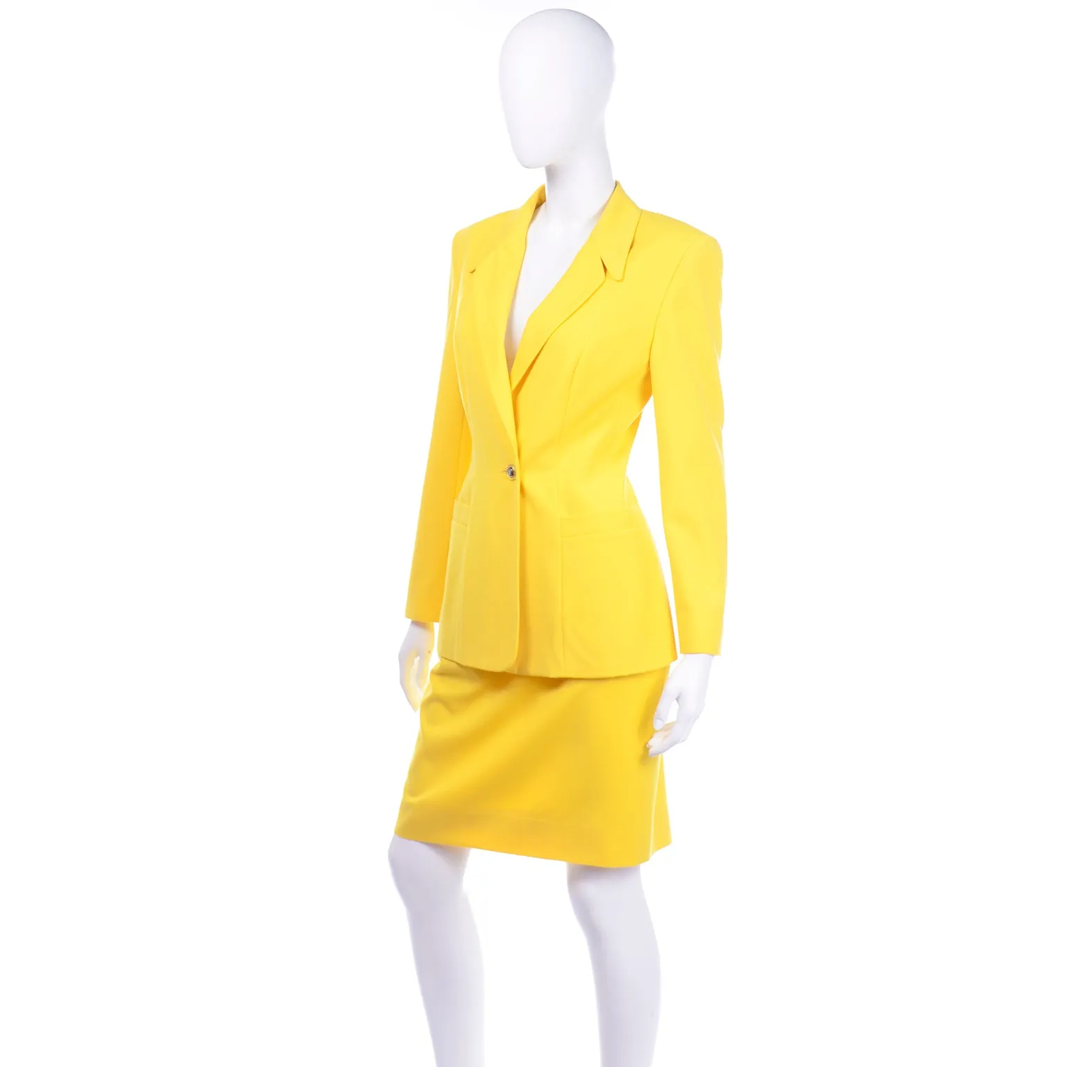 Vintage Escada Bright Yellow Skirt & Jacket Suit