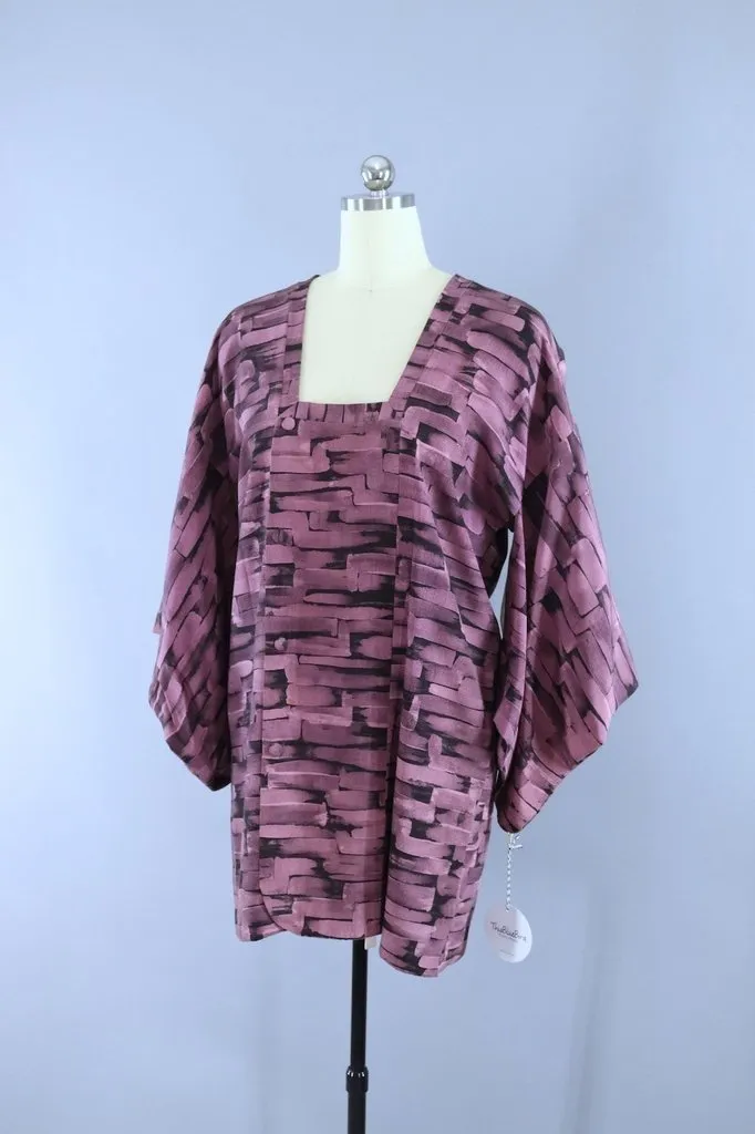 Vintage Purple Abstract Kimono Coat