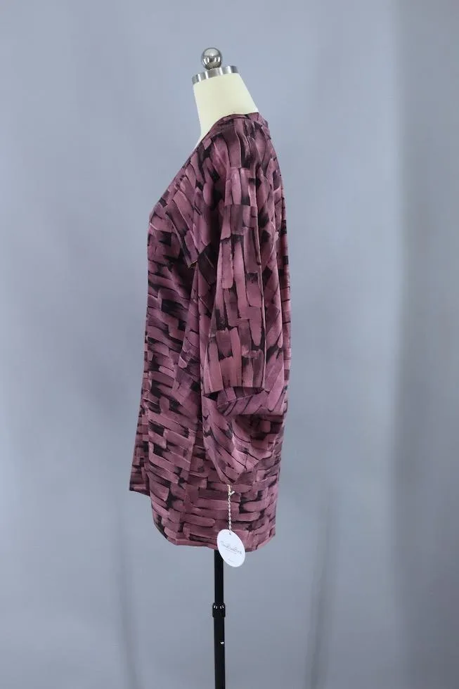 Vintage Purple Abstract Kimono Coat