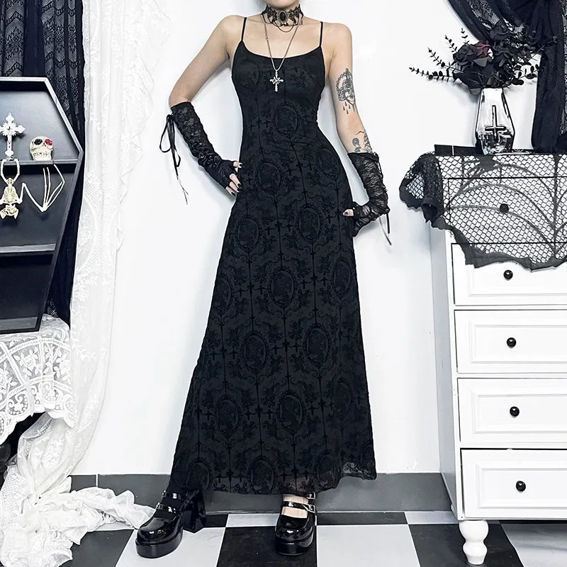 Wannathis Gothic Black Slip Dress: Abi-Waist Maxi Skirt - Subculture Hepburn Style