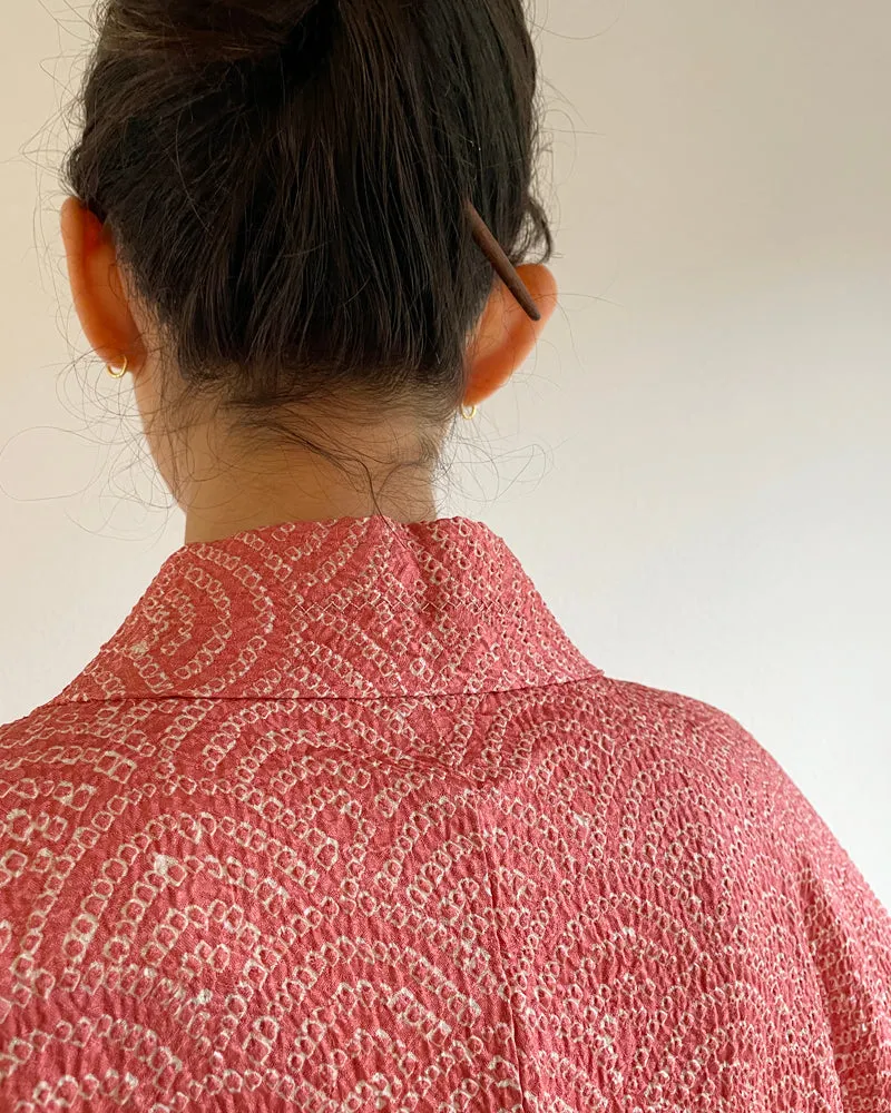 Wave and Flower Shibori Haori Kimono Jacket