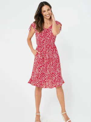 Women Red Print Dress - Bobbi Dress