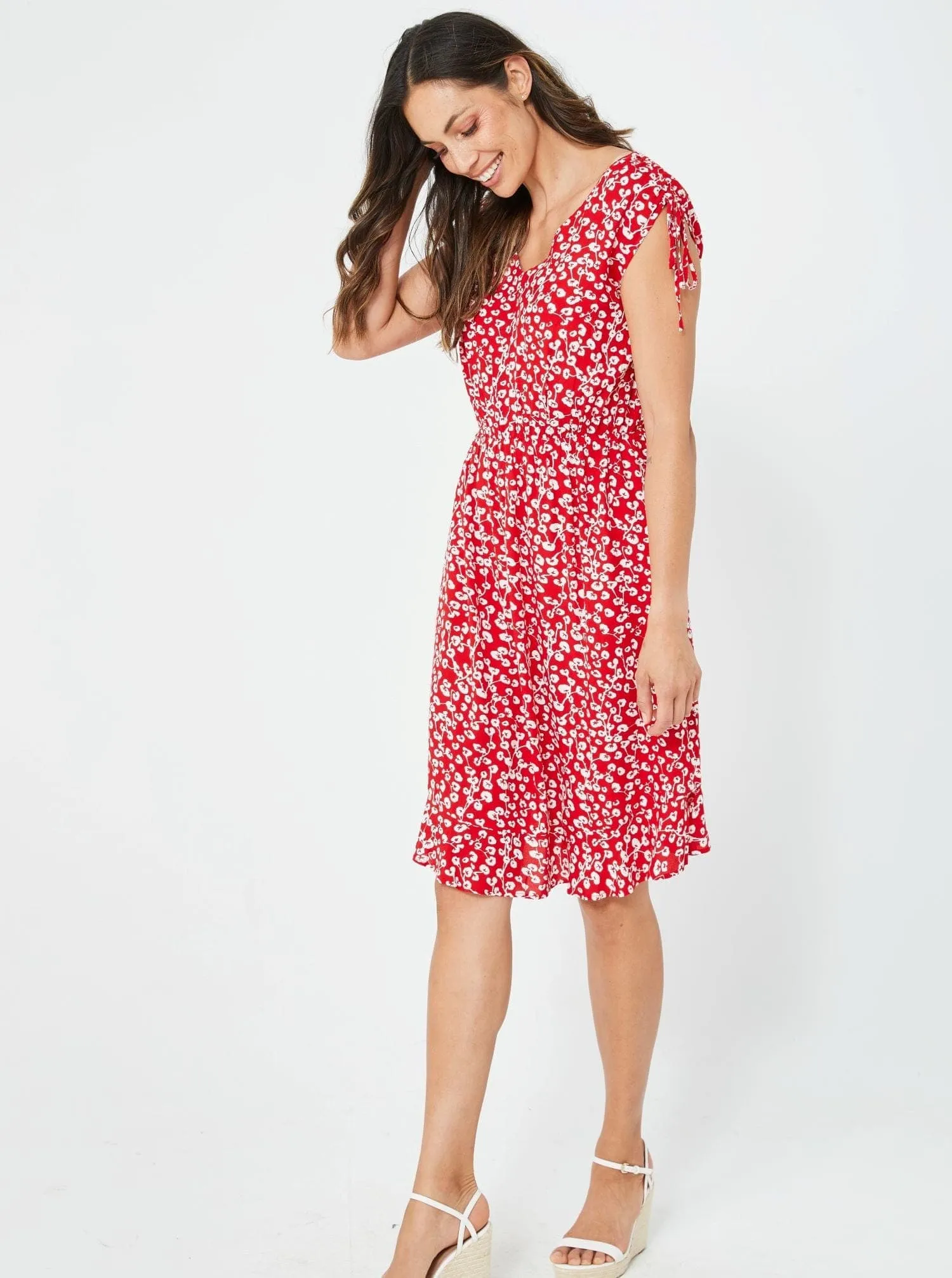 Women Red Print Dress - Bobbi Dress