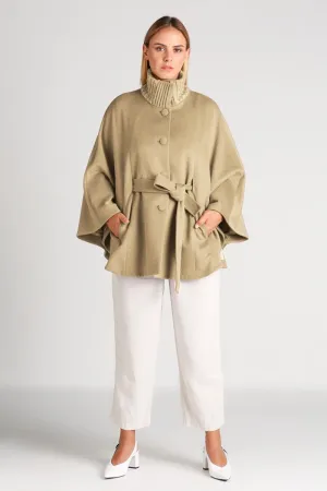 Women's Baby Alpaca Belted CLARA Cape - Beige