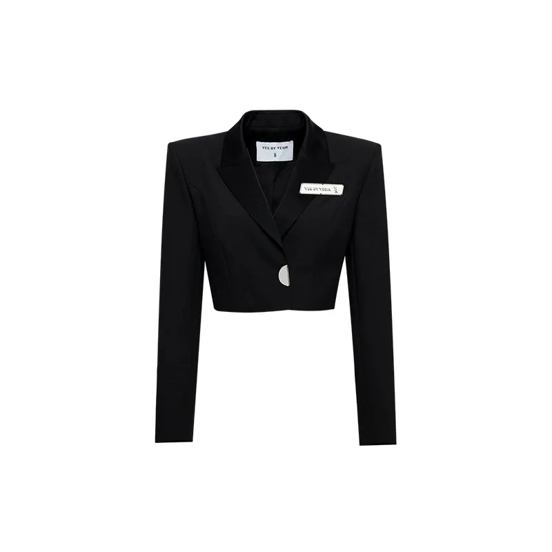 YES BY YESIR Elegant luxury copped jacket moon  button pencil skirt - Netty