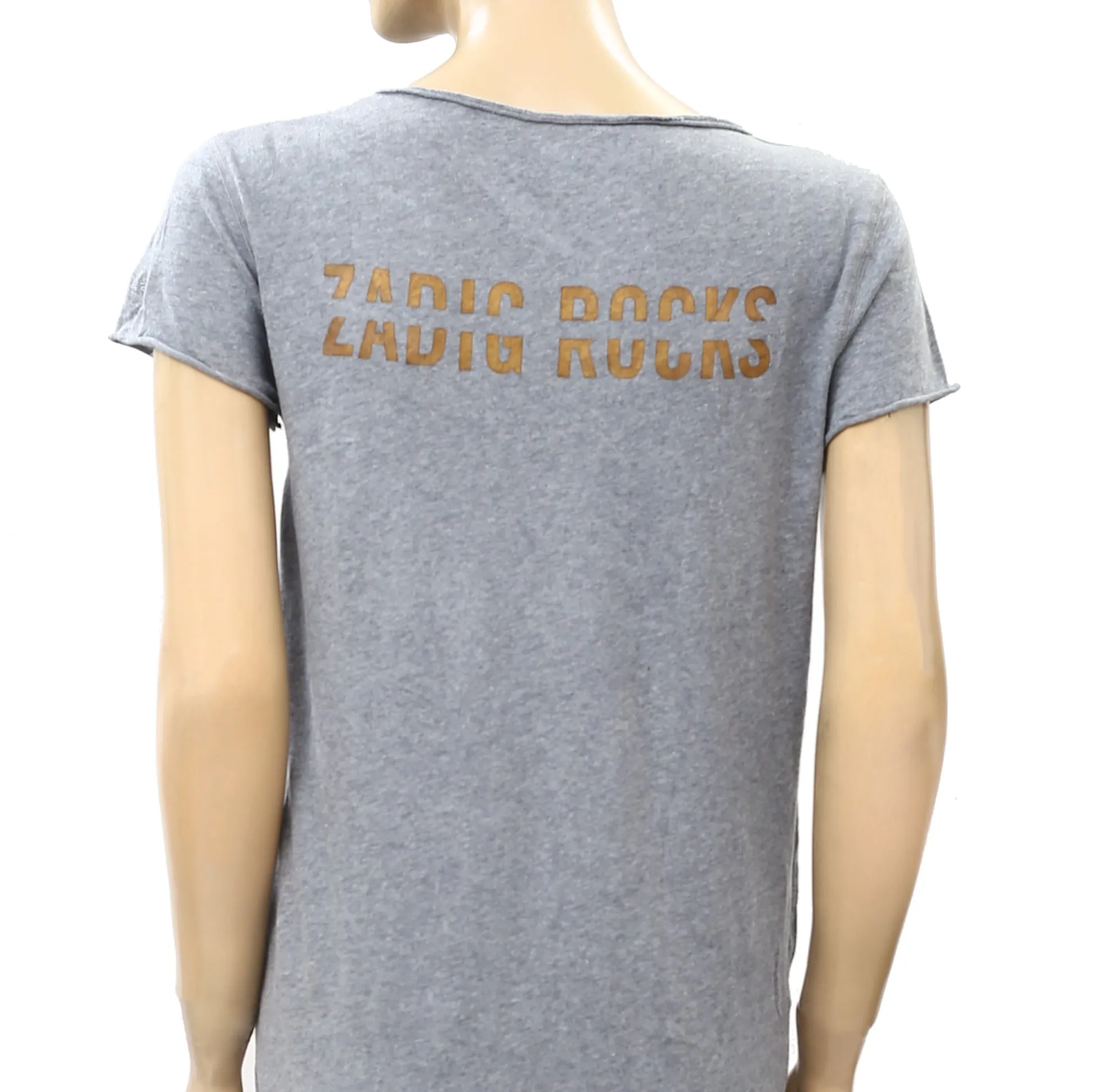 Zadig & Voltaire Printed Zadig Rocks Gray T- Shirt Tunic Top